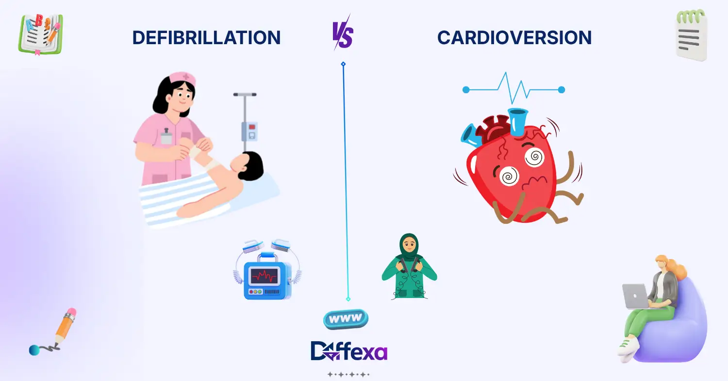 difference between defibrillation and cardioversion