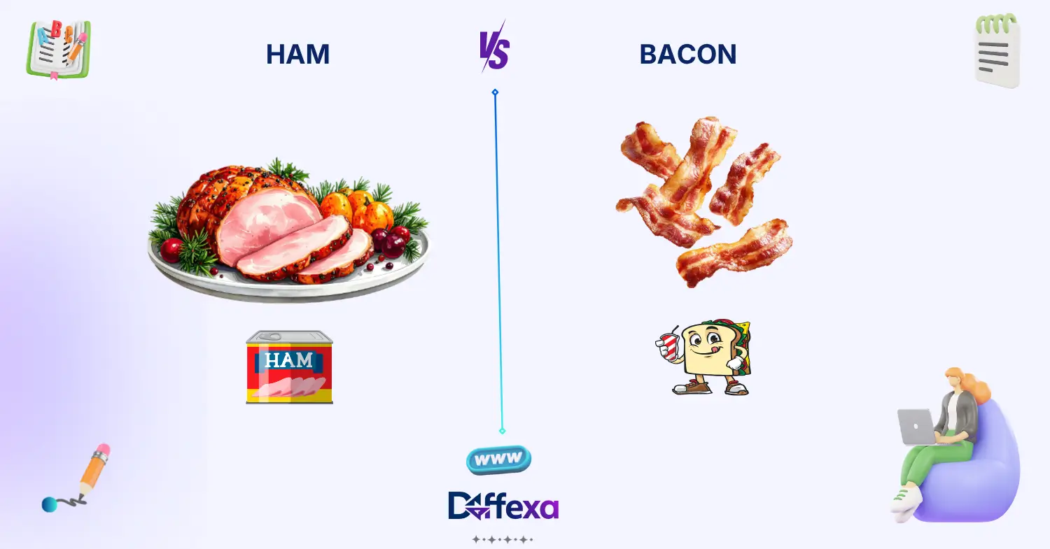 difference between ham and bacon